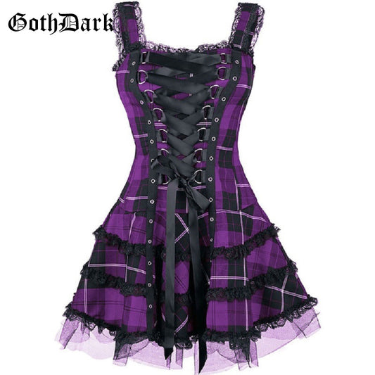 Ruffled Plaid Sleeveless Dress