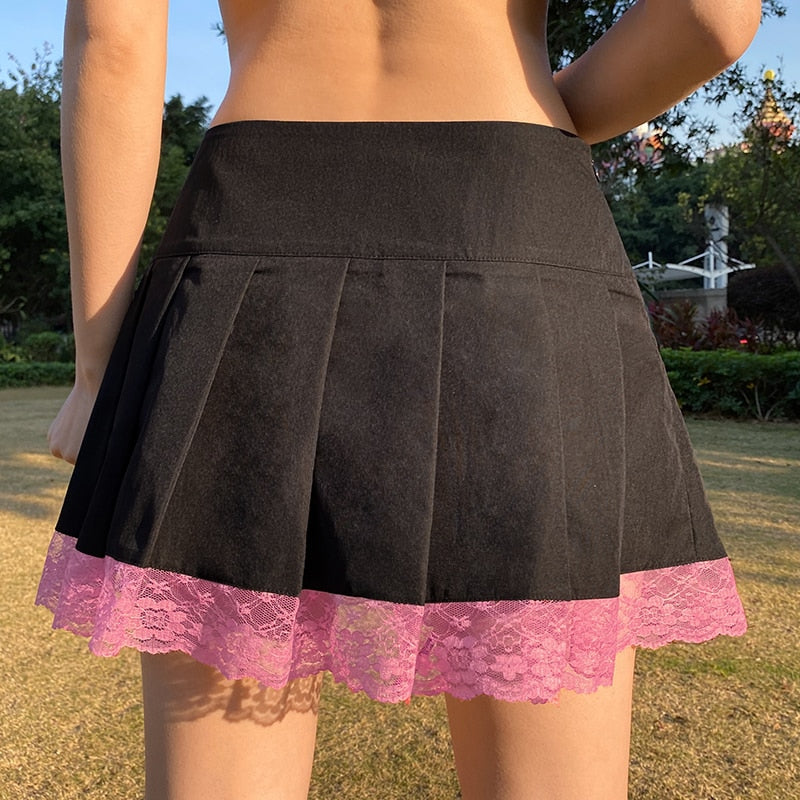 Pleated Lace Up Skirts