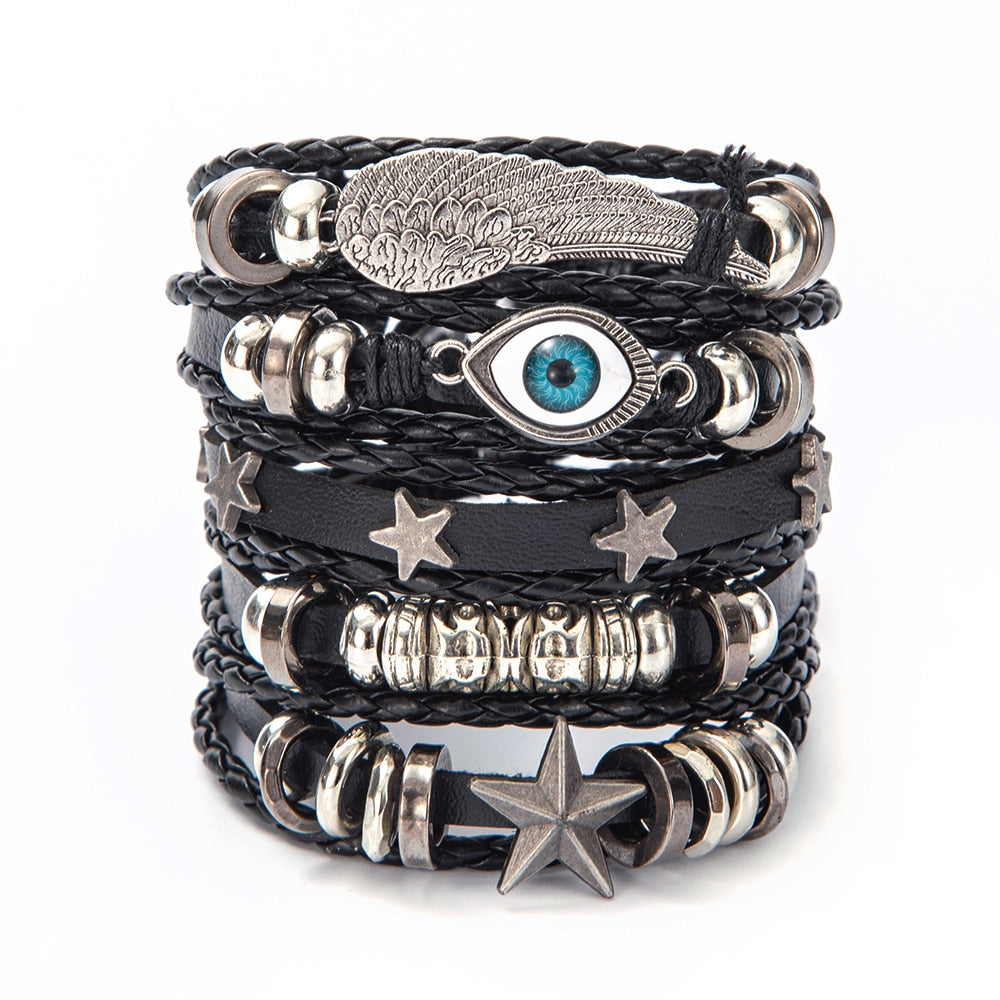 Variety of Stacked Bracelets