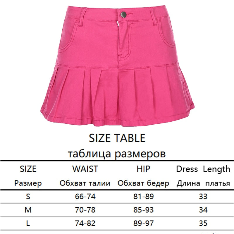 Pleated Denim Skirt