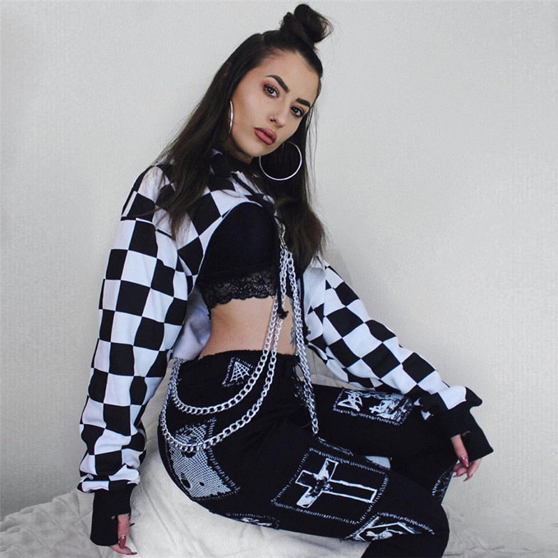 Cropped Hoodie with Chains