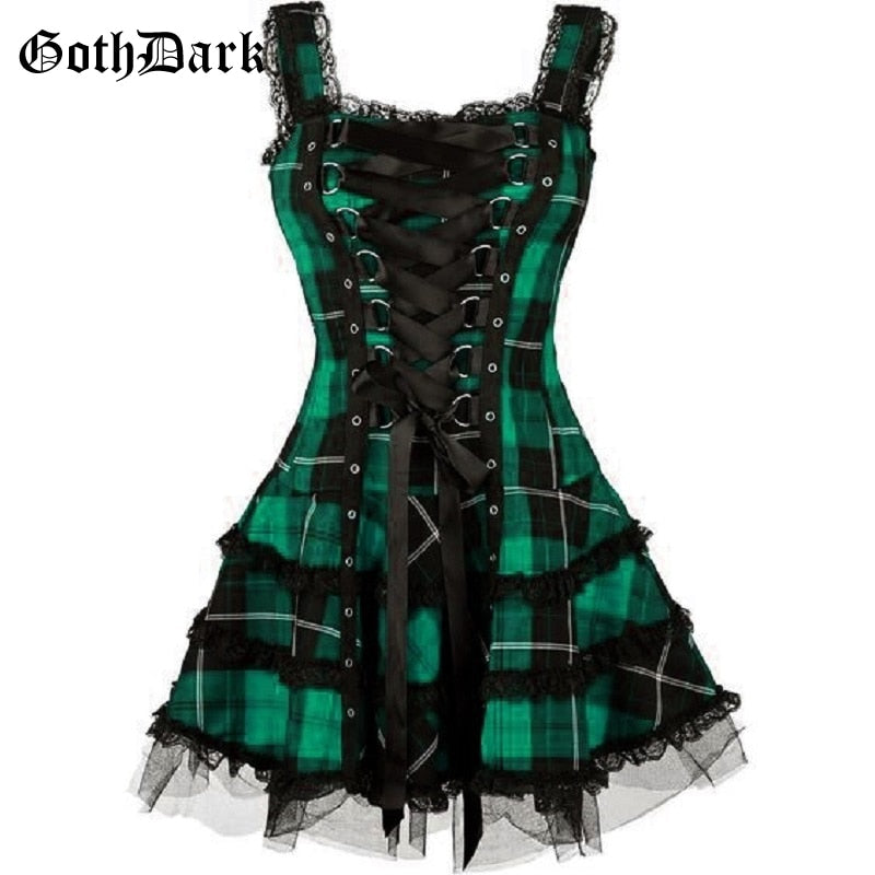 Ruffled Plaid Sleeveless Dress