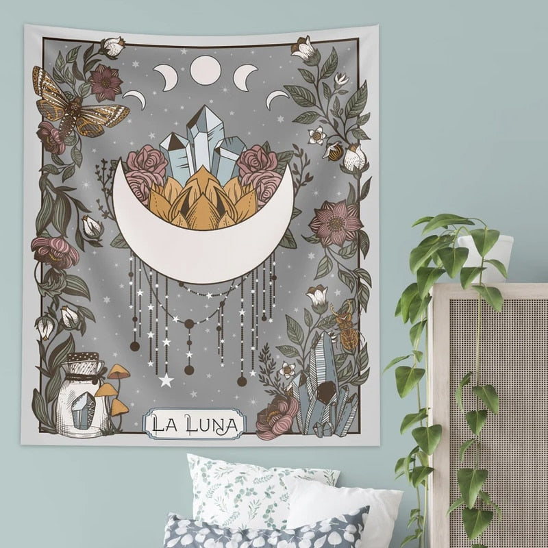 Moon Tapestry with Crystals