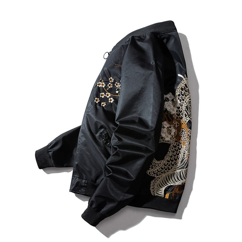 Dragon Print Bomber Jacket