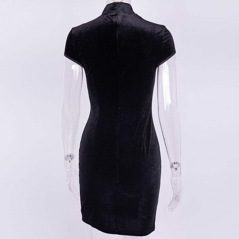 Short Velvet Slit Leg Kimono Dress