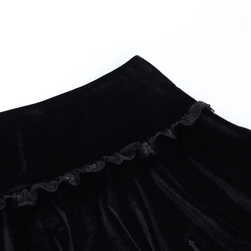 Cross Velvet Ruffled Mini Skirt
