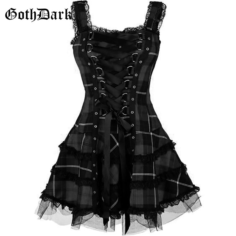 Ruffled Plaid Sleeveless Dress