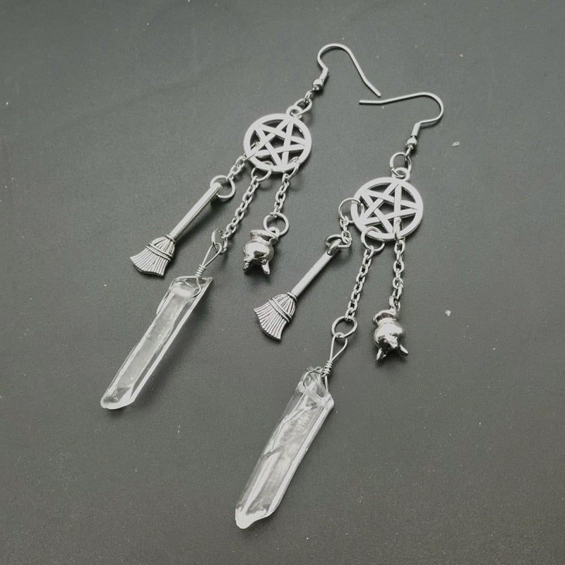 Crystal Pentagram Earrings