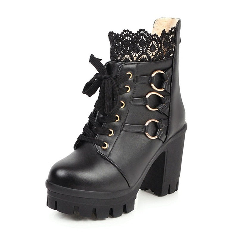 Fur Lined Heeled Boots