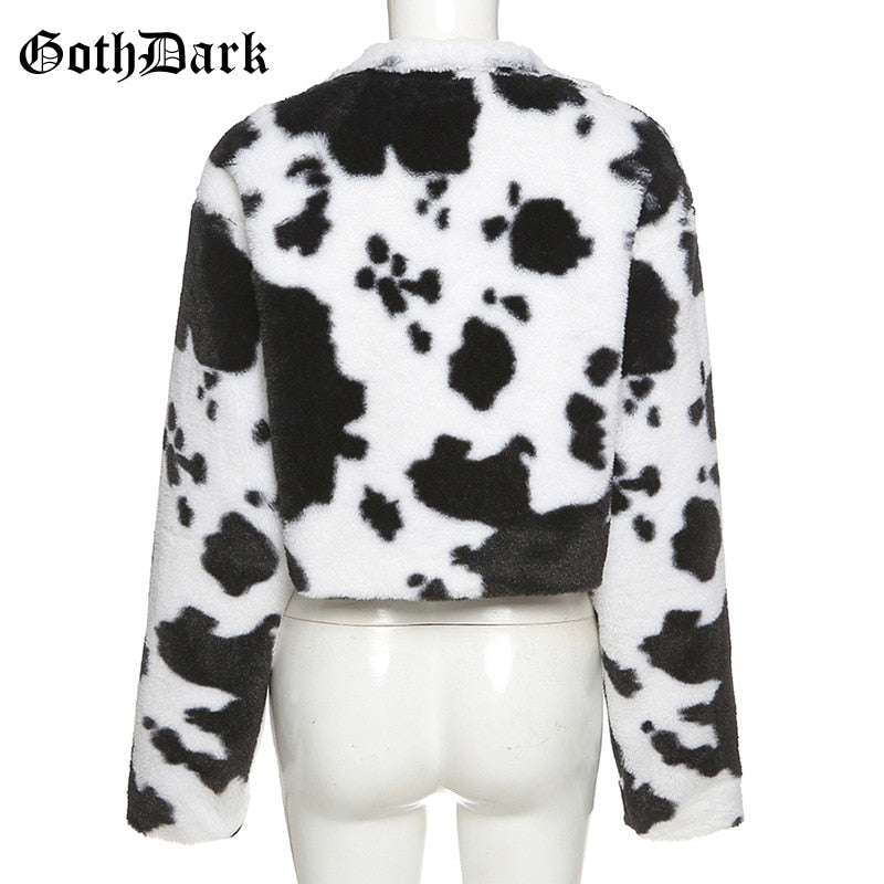 Faux Fur Jacket Cow Print