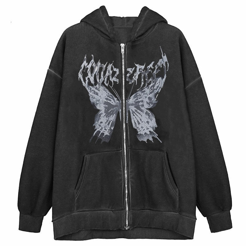 Bedazzled Butterfly Skeleton Zip Up