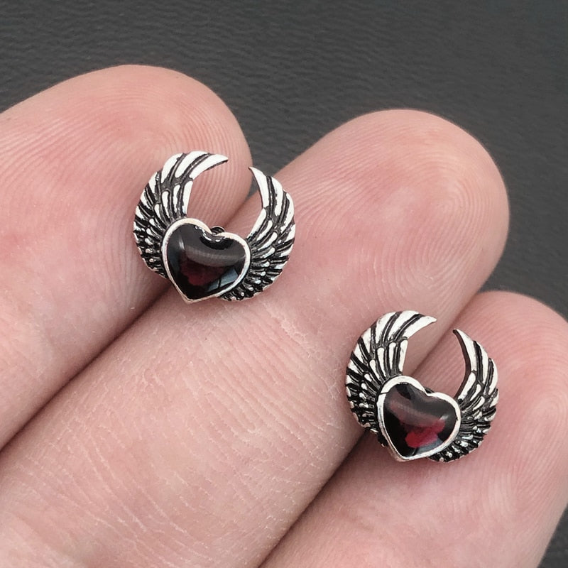 Heart Wing Stud Earrings