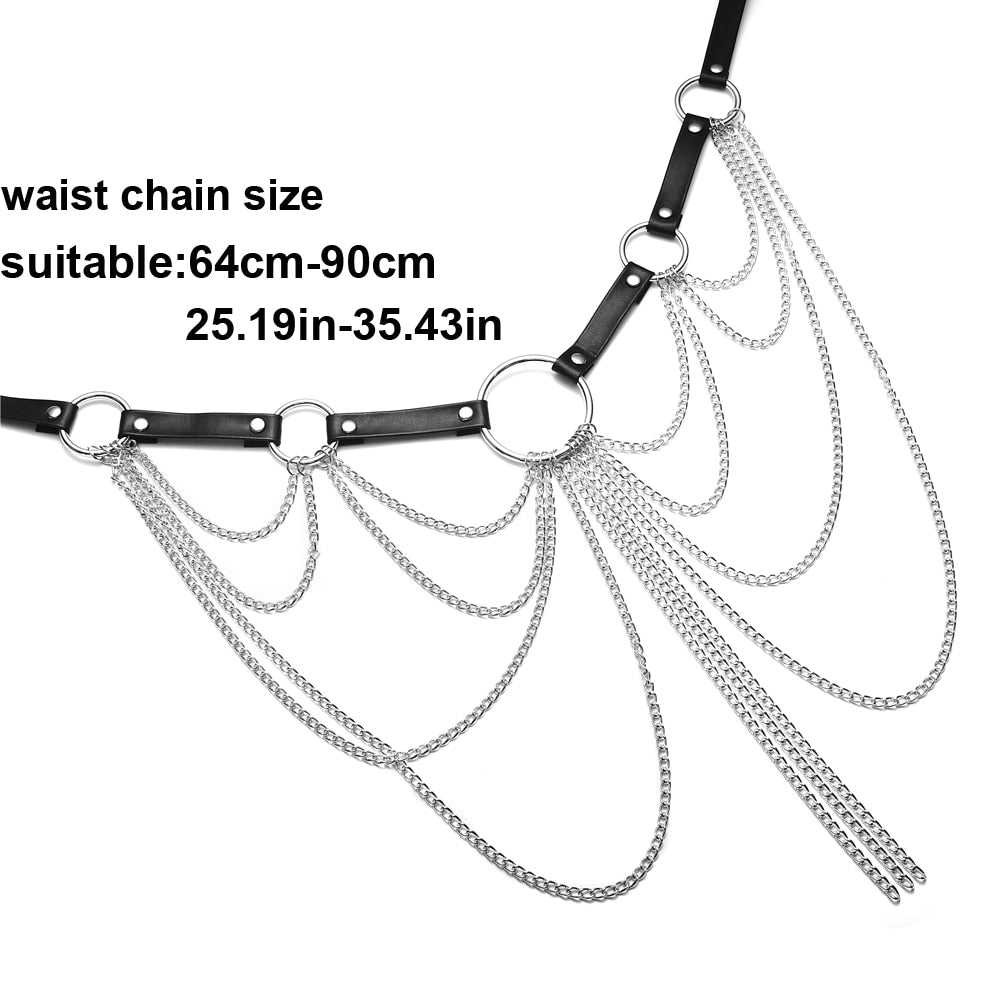 Black Leather Chain Belt
