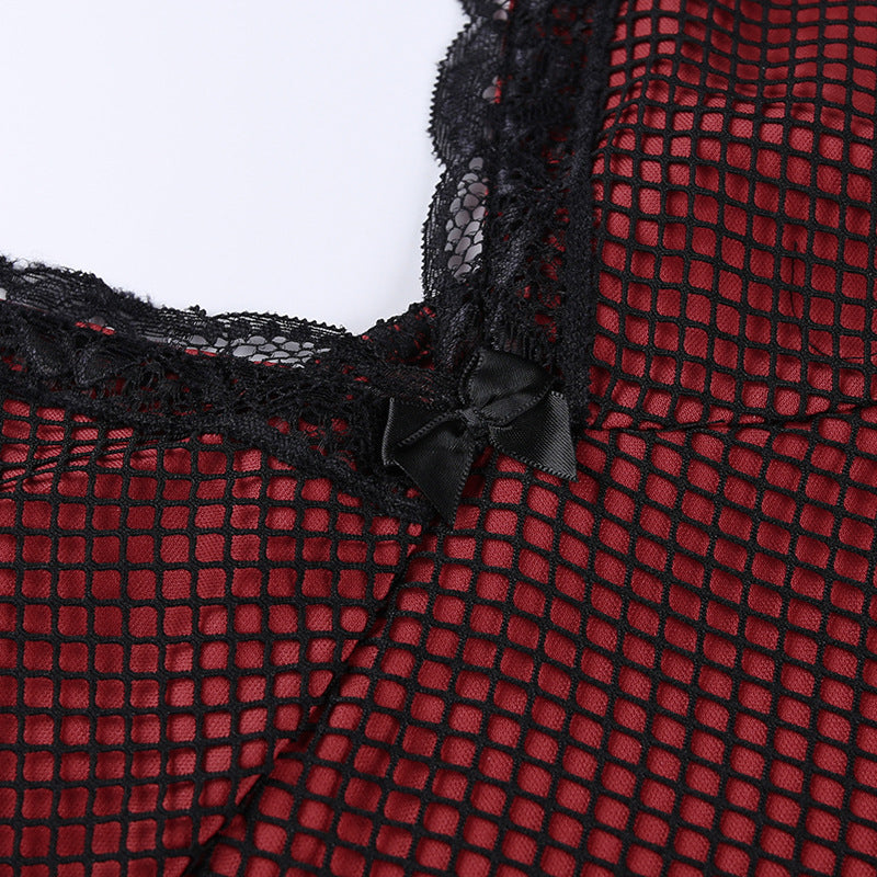 Red Mesh Mini Dress