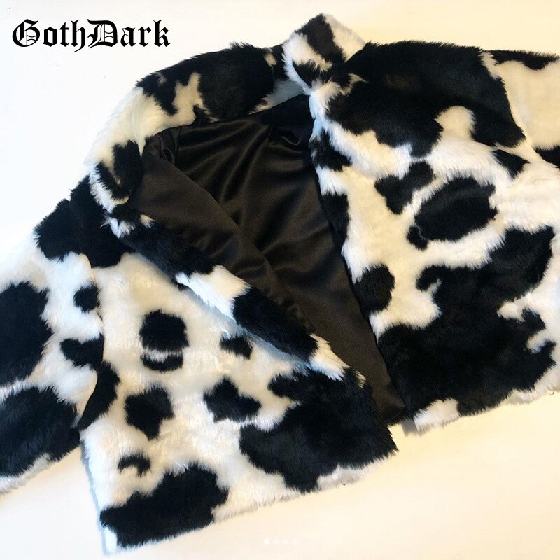 Faux Fur Jacket Cow Print