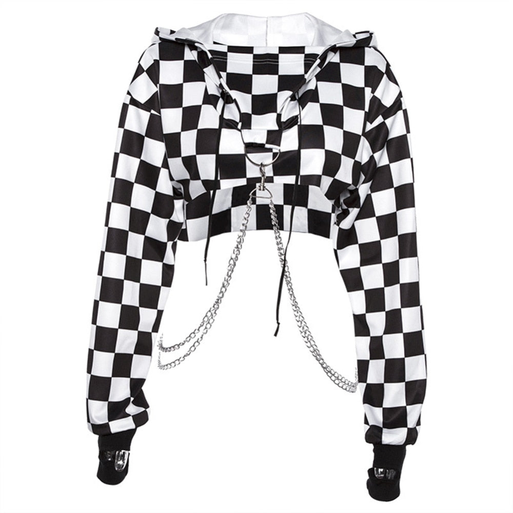 Cropped Hoodie with Chains