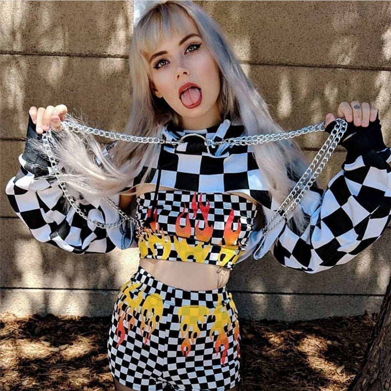 Cropped Hoodie with Chains