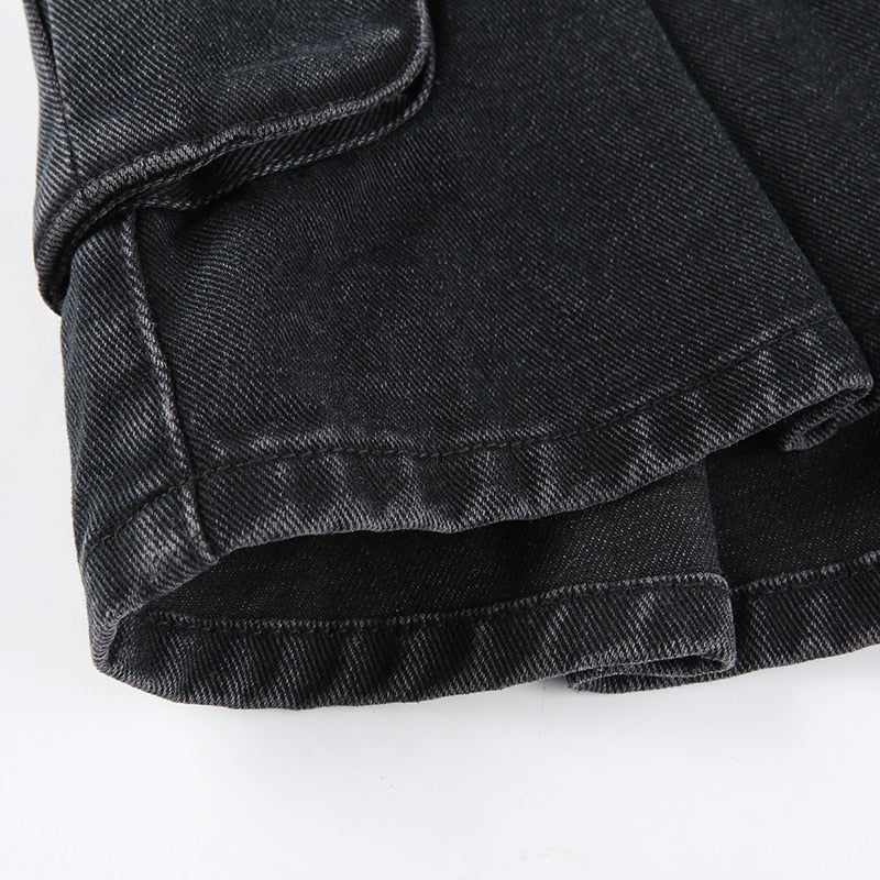 Pleated Denim Skirt
