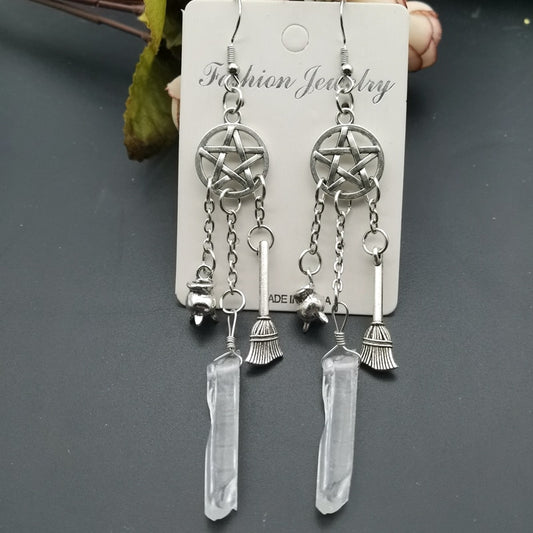Crystal Pentagram Earrings