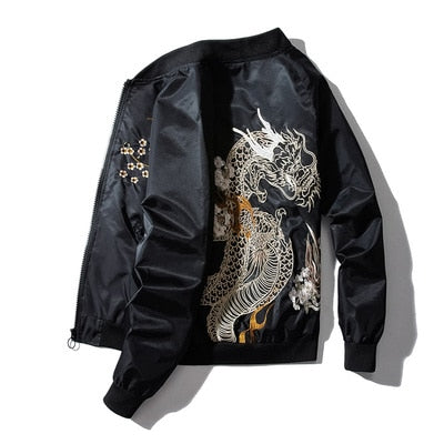 Dragon Print Bomber Jacket