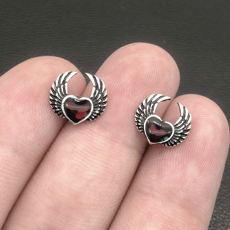 Heart Wing Stud Earrings