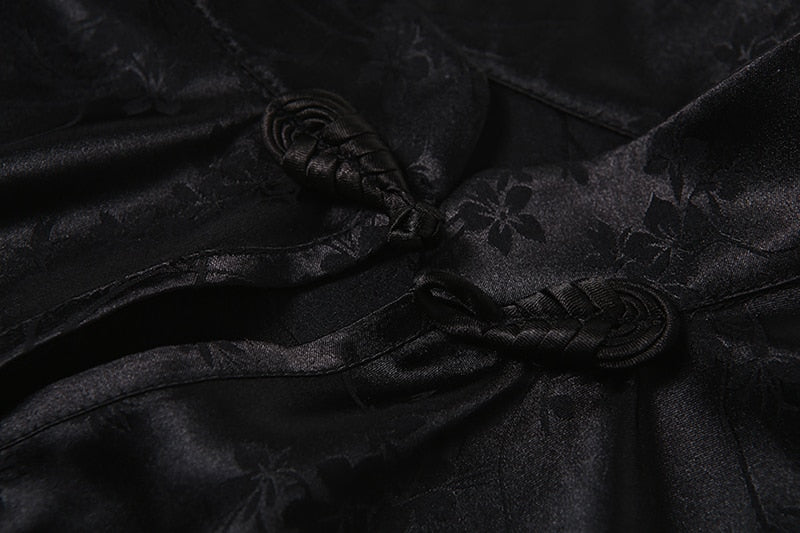 Long Satin Kimono Dress