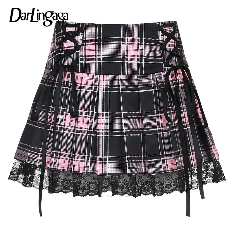 Pleated Lace Up Skirts