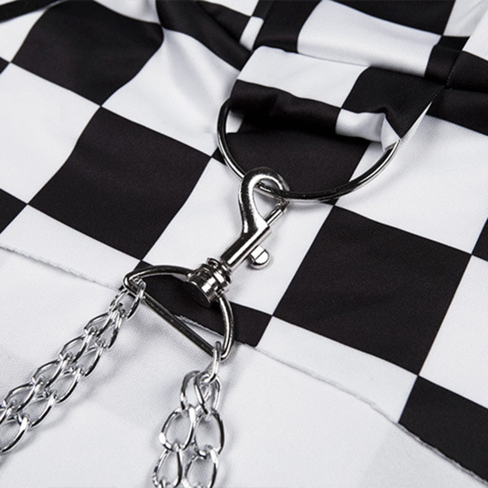 Cropped Hoodie with Chains