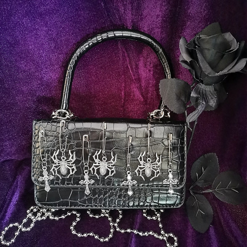 Mini Faux Crocodile Spider Purse