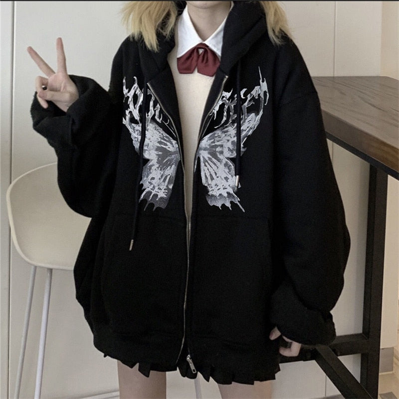 Bedazzled Butterfly Skeleton Zip Up