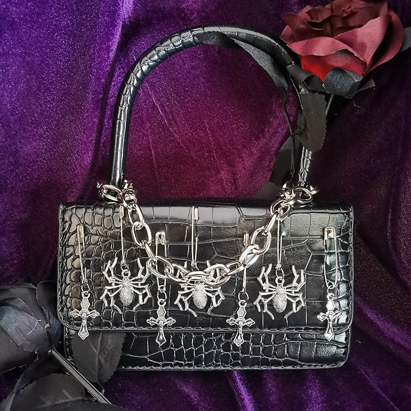 Mini Faux Crocodile Spider Purse