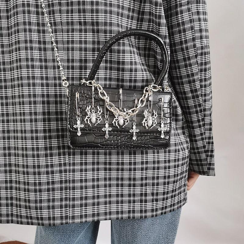 Mini Faux Crocodile Spider Purse