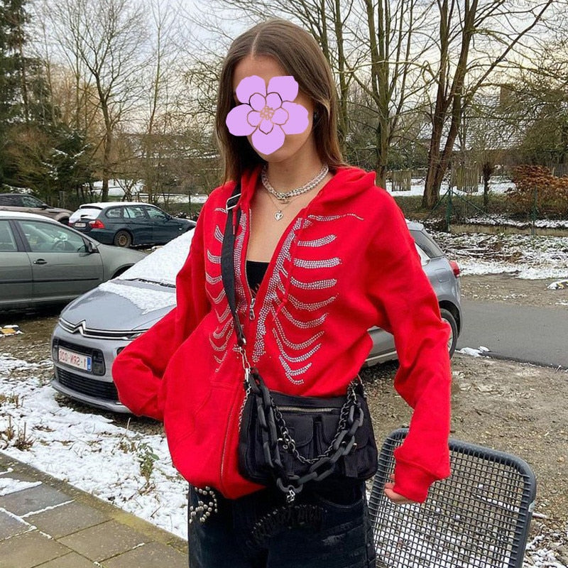 Bedazzled Butterfly Skeleton Zip Up