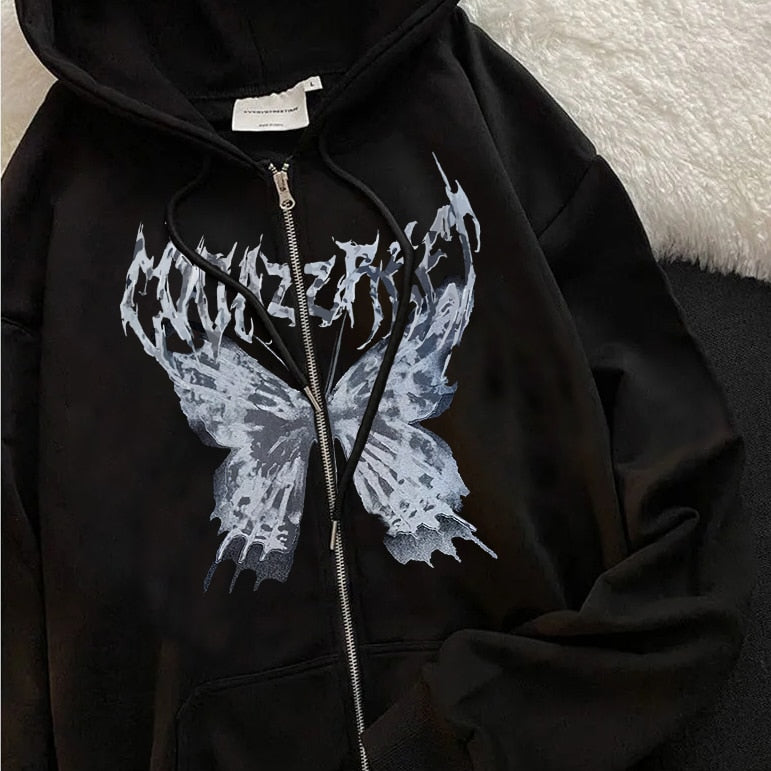 Bedazzled Butterfly Skeleton Zip Up