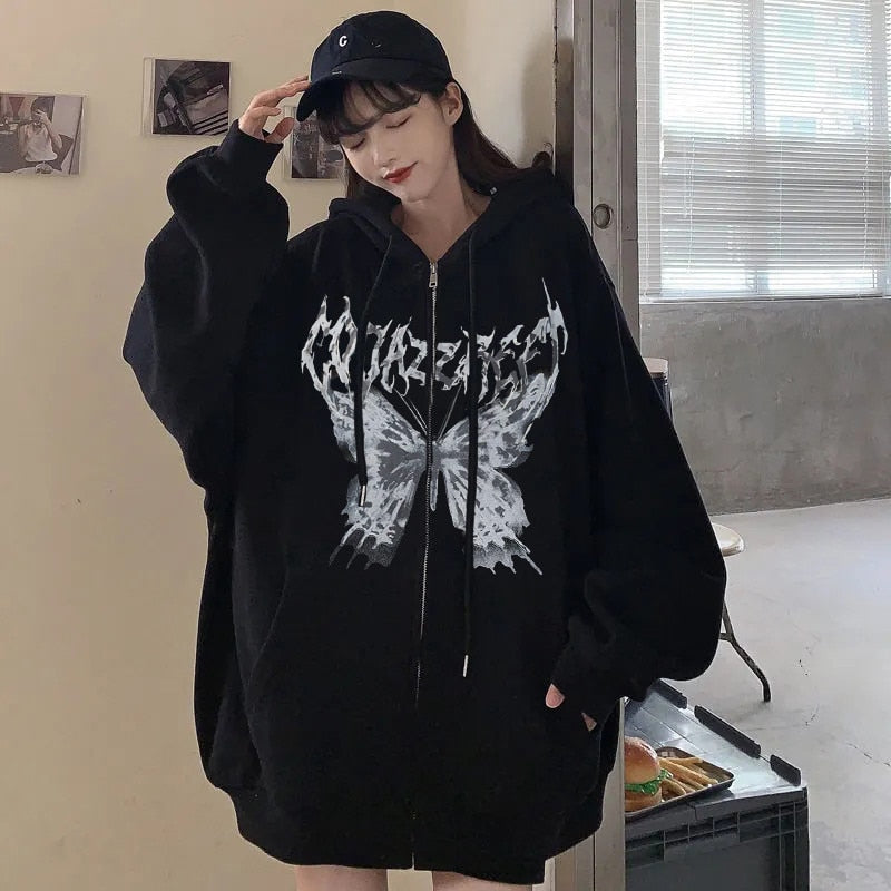 Bedazzled Butterfly Skeleton Zip Up
