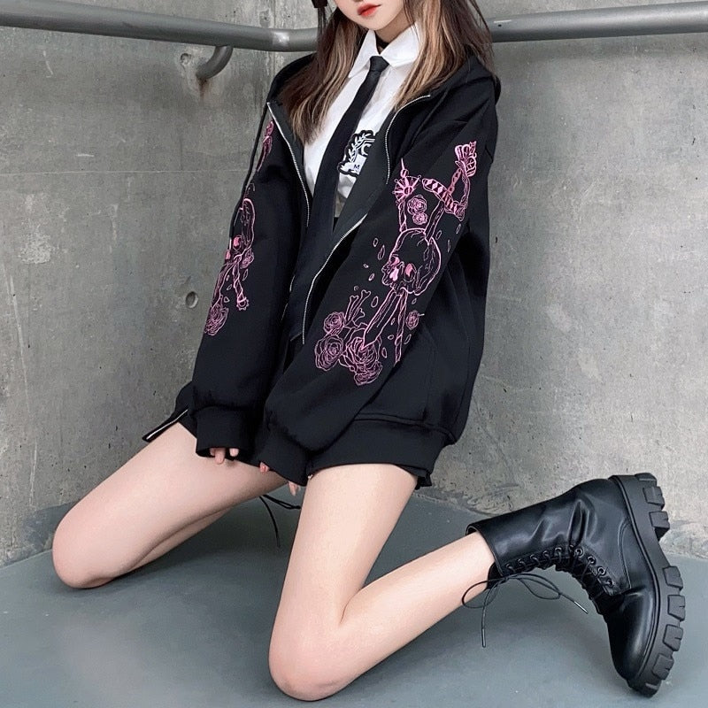 Bedazzled Butterfly Skeleton Zip Up