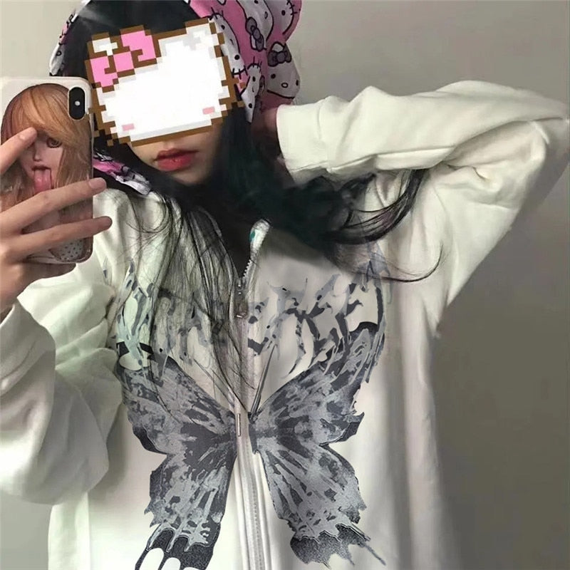 Bedazzled Butterfly Skeleton Zip Up