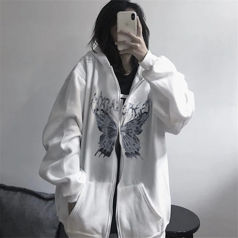 Bedazzled Butterfly Skeleton Zip Up