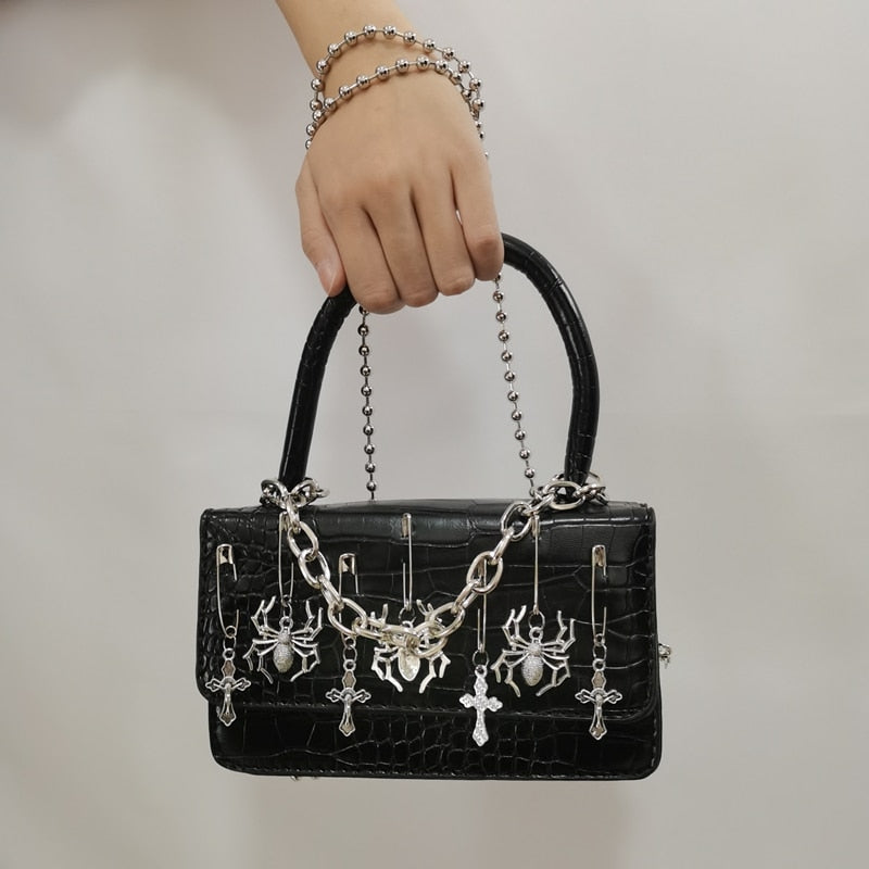 Mini Faux Crocodile Spider Purse