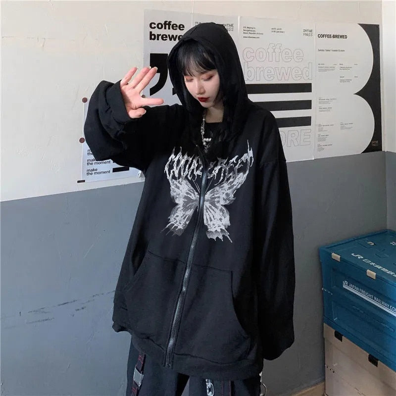 Bedazzled Butterfly Skeleton Zip Up