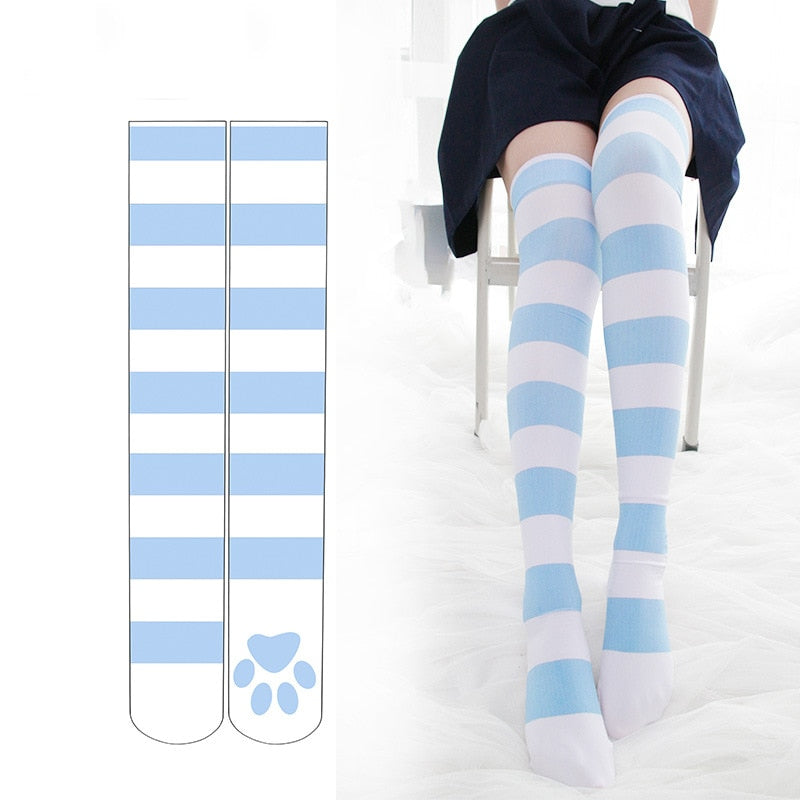 Striped Pawprint Socks