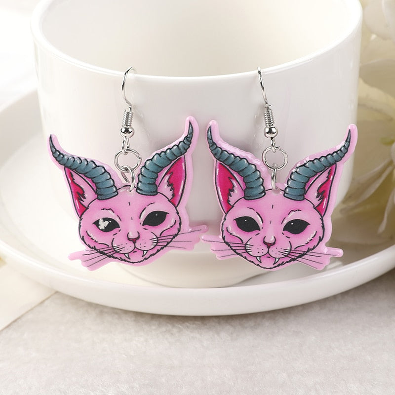 Pastel Goth Cat Earrings