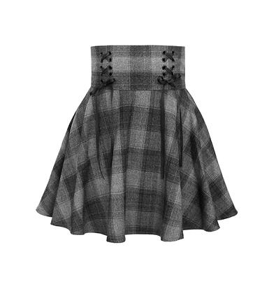 Gray Plaid Circle Skirt