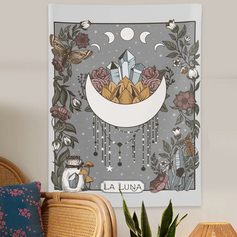 Moon Tapestry with Crystals