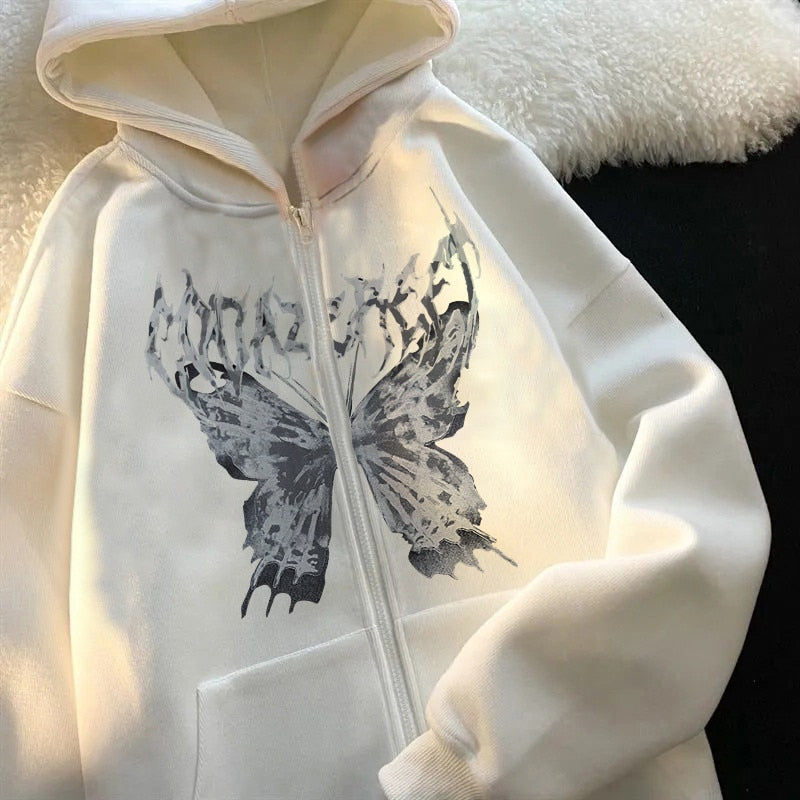 Bedazzled Butterfly Skeleton Zip Up