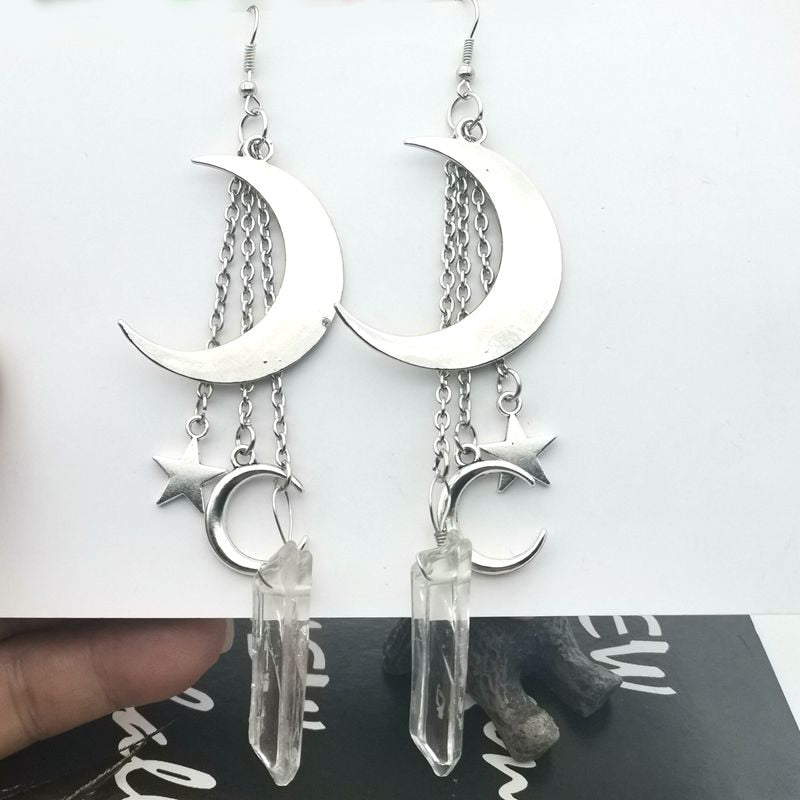 Moon Crystal Star Earrings