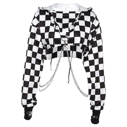 Cropped Hoodie with Chains