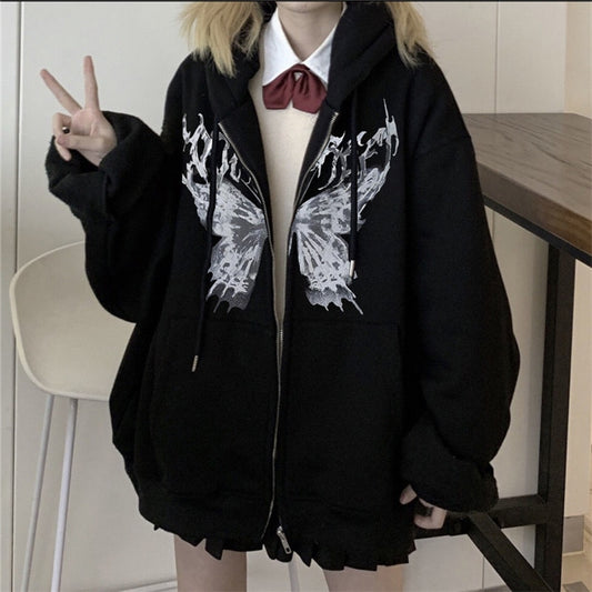 Bedazzled Butterfly Skeleton Zip Up