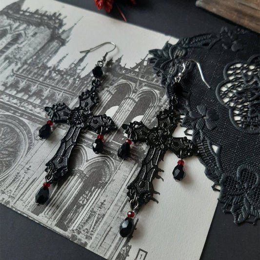 Black Cross Earrings